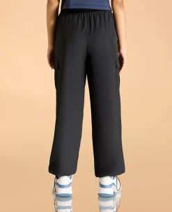 Cotton Crop Top and Mid Rise Solid Lightweight Cargo Pants Set