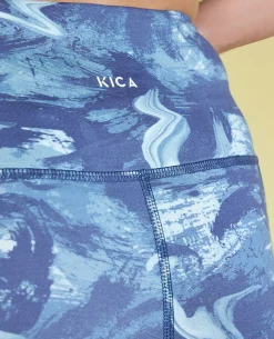 Cotton Printed Sports Bra & Leggings - Blue