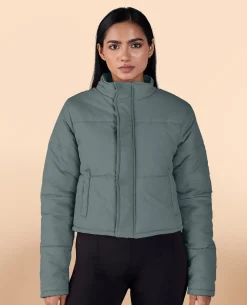 Cropped Puffer Jacket Olive