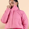 Cropped Puffer Jacket Pink