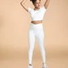 Feather Feel Ruched Crop Top and Leggings