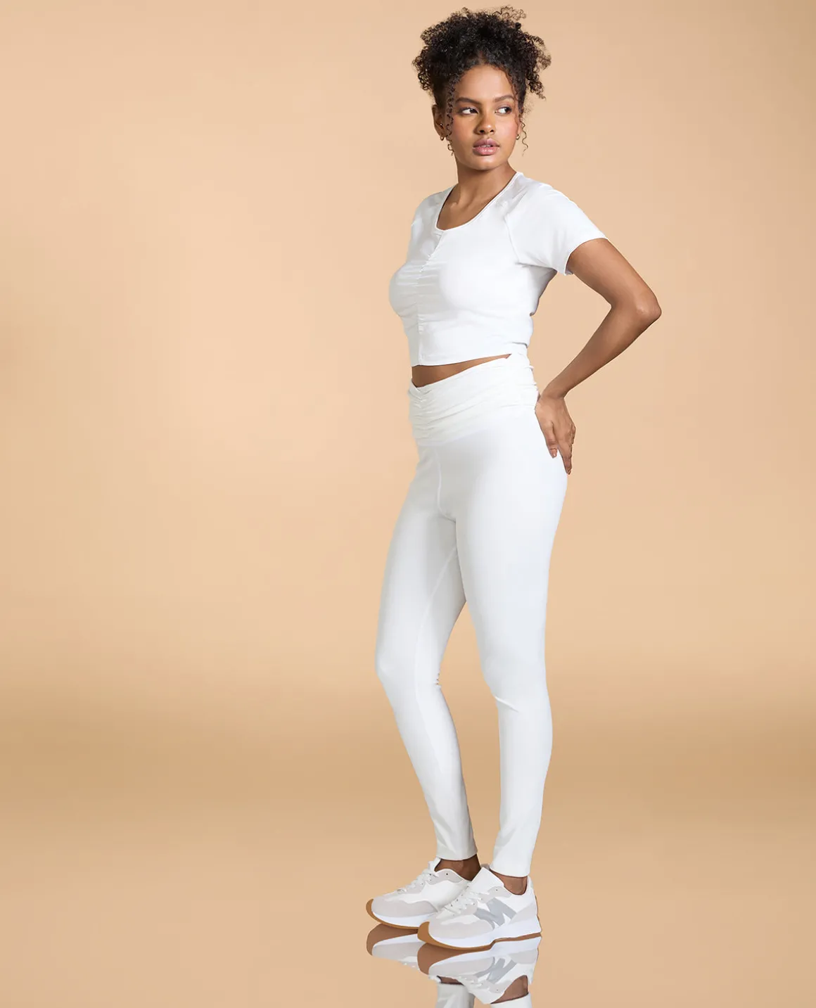 Feather Feel Ruched Crop Top and Leggings
