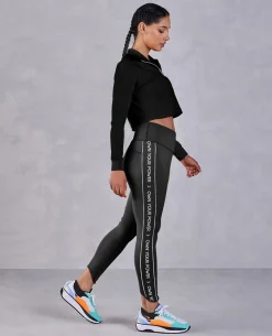 Full Sleeve Running Top & High Waisted Leggings In Second Skin Fabric Black