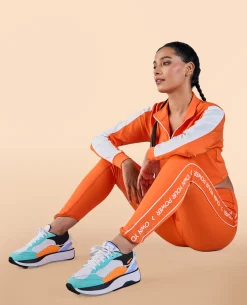 Full Sleeves Running Top in Second SKN Fabric Orange