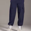 High Waist Cargo Pants In Max Dry Fabric Navy Blue