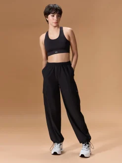 High Waist Cargo Pants In Max Dry Fabric Black