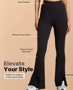 High Waist Ribbed Flared Pants