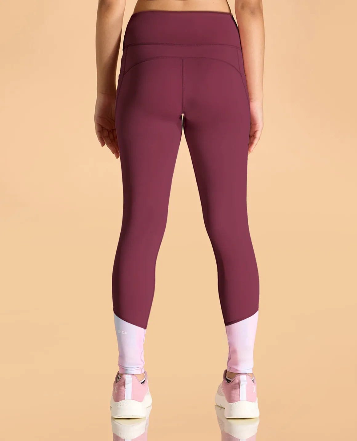 High Waisted Colourblock Stretchable Leggings For Girls