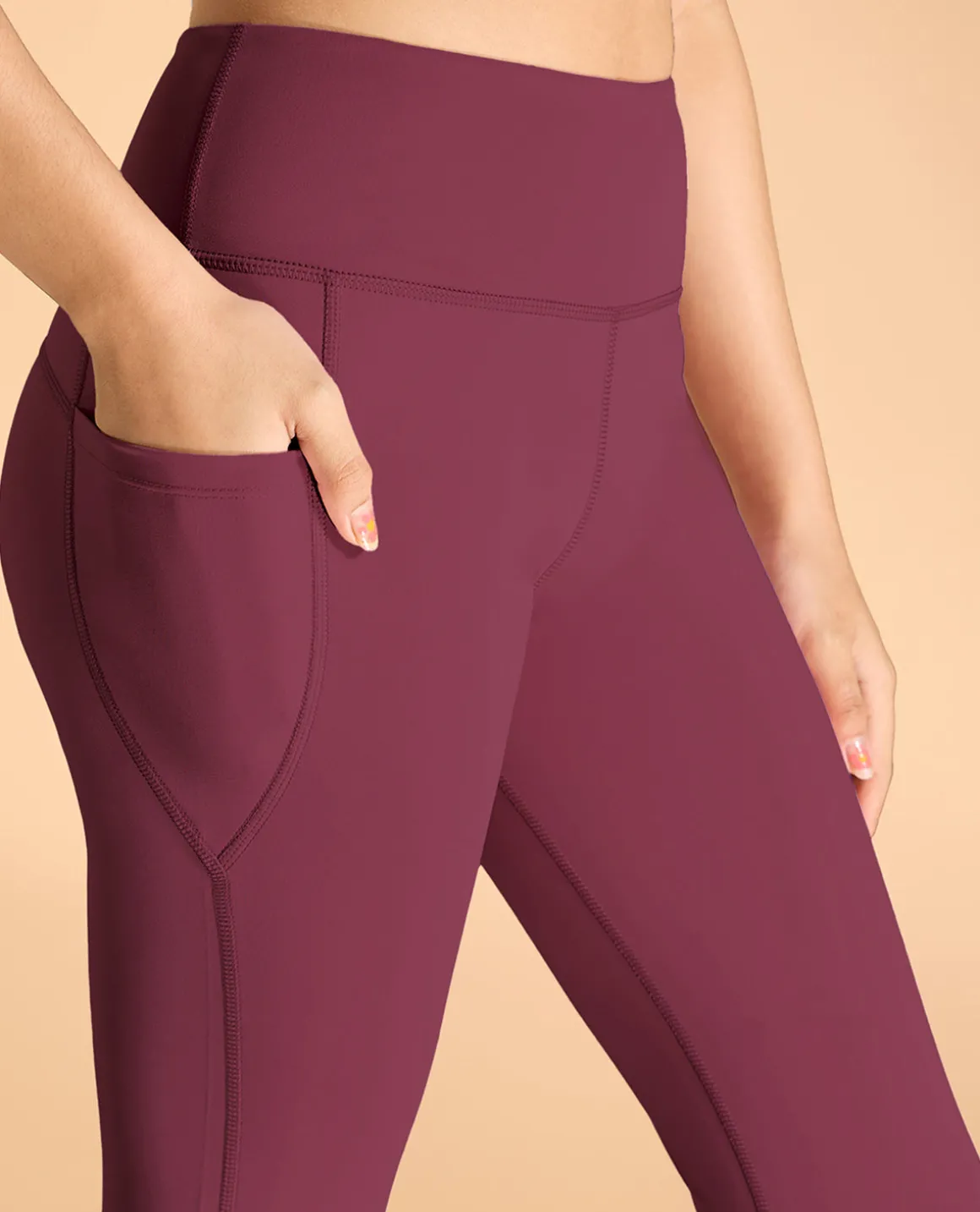 High Waisted Colourblock Stretchable Leggings For Girls