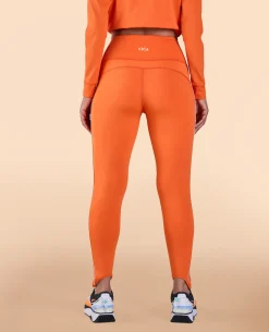 High Waisted Leggings in Second SKN Fabric Orange