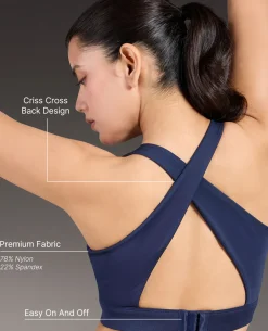 Luxe Crostini Full Coverage And High-Impact Sports Bra Navy Blue