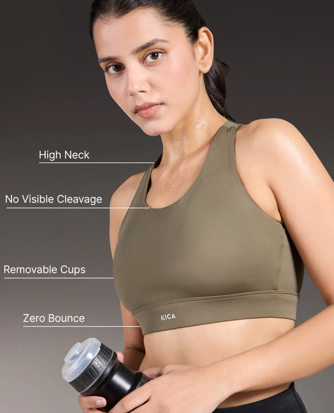Luxe Crostini Full Coverage And High-Impact Sports Bra Olive