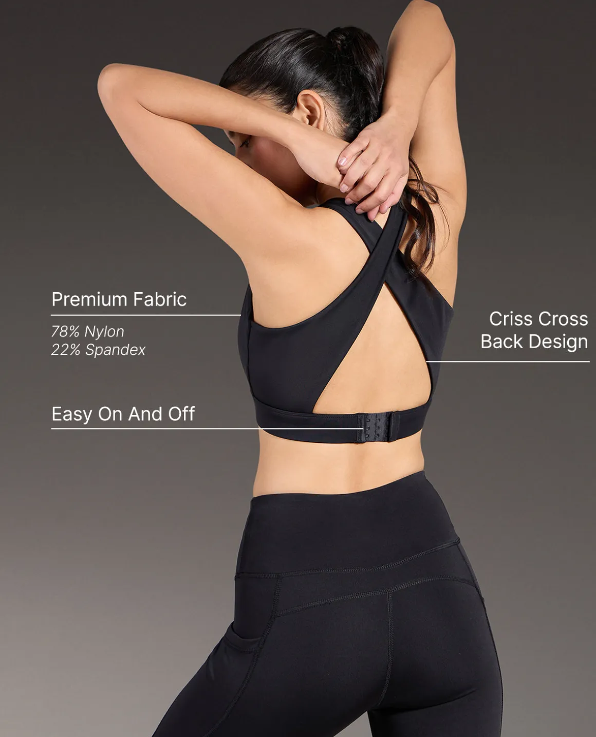 Luxe Crostini Full Coverage And High-Impact Sports Bra Black