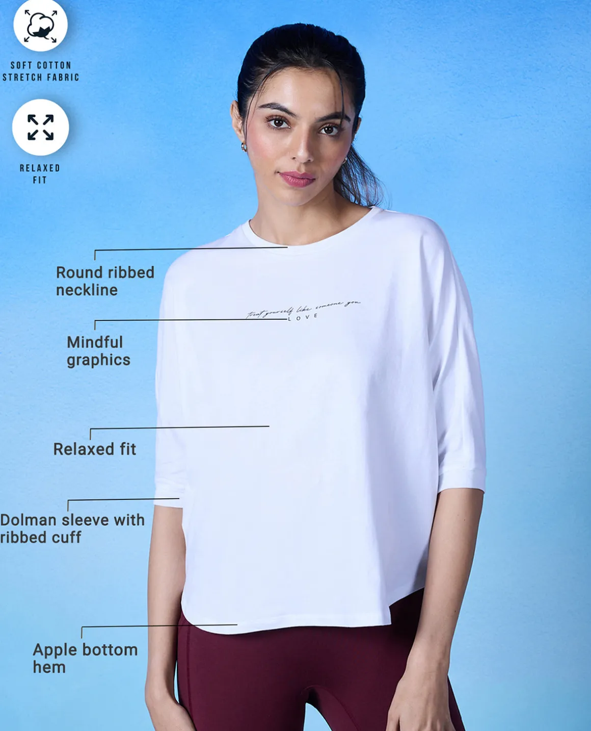 Nykd All Day Cotton Dolman Tee - NYLE278 - Bright white