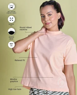 Nykd All Day Iconic Cotton Boxy Tee - NYLE276 - Peach parfait