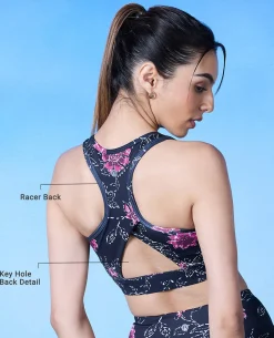 Nykd All Day On-Trend Sports Bra With Keyhole Back - NYK082 - Batik Black Print