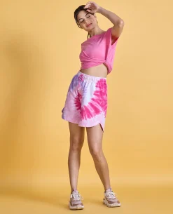 Nykd All Day Printed Terry Shorts - NYAT287 -Pink tie dye
