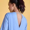Nykd All Day Textured Cutout Back Knot Overlay - NYAT267- Blue melange
