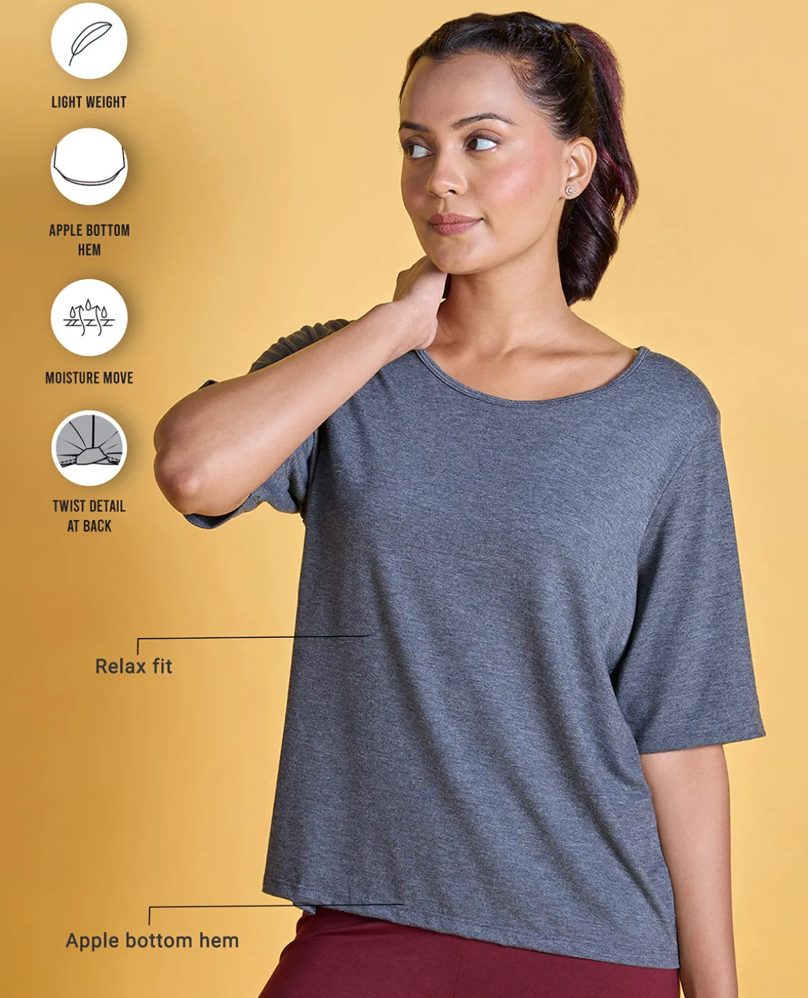 Nykd All Day Textured Cutout Back Knot Overlay - NYAT267- Black melange