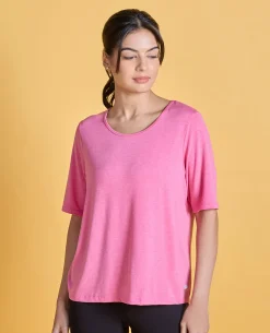 Nykd All Day Textured Cutout Back Knot Overlay - NYAT267-Pink melange