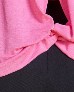 Nykd All Day Textured Cutout Back Knot Overlay - NYAT267-Pink melange