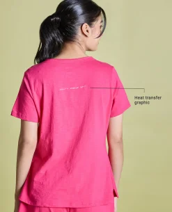 Nykd All Day V Neck Slub Cotton tee - NYLE512 - Raspberry sorbet