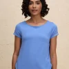 Nykd By Nykaa After Class Apple Bottom Flattering Longline Tee-NYAT272-Blue Melange