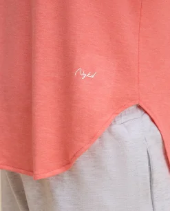 Nykd By Nykaa After Class Apple Bottom Flattering Longline Tee-NYAT272-Orange Melange