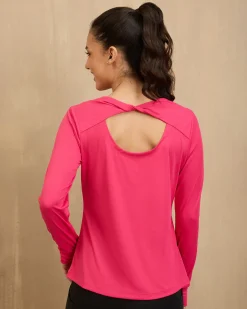 NYKD By Nykaa Back Twist Full sleeve Running Tee -NYK802-Red
