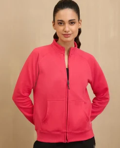 NYKD By Nykaa Cozy Fleece Zippered Jacket -NYLE704-Red