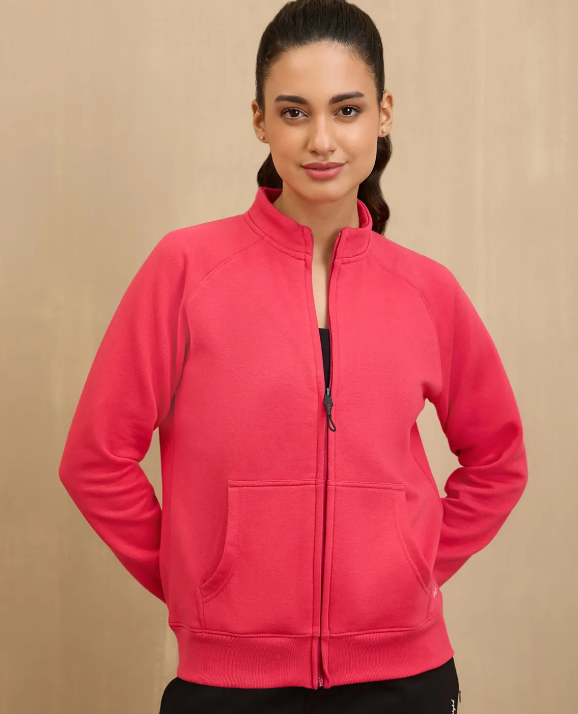 NYKD By Nykaa Cozy Fleece Zippered Jacket -NYLE704-Red