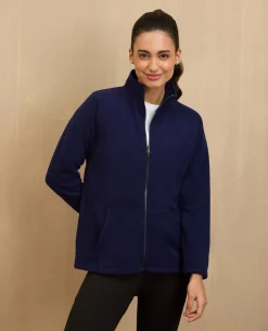 NYKD By Nykaa Cozy Sherpa Front open Jacket-NYLE701-Navy