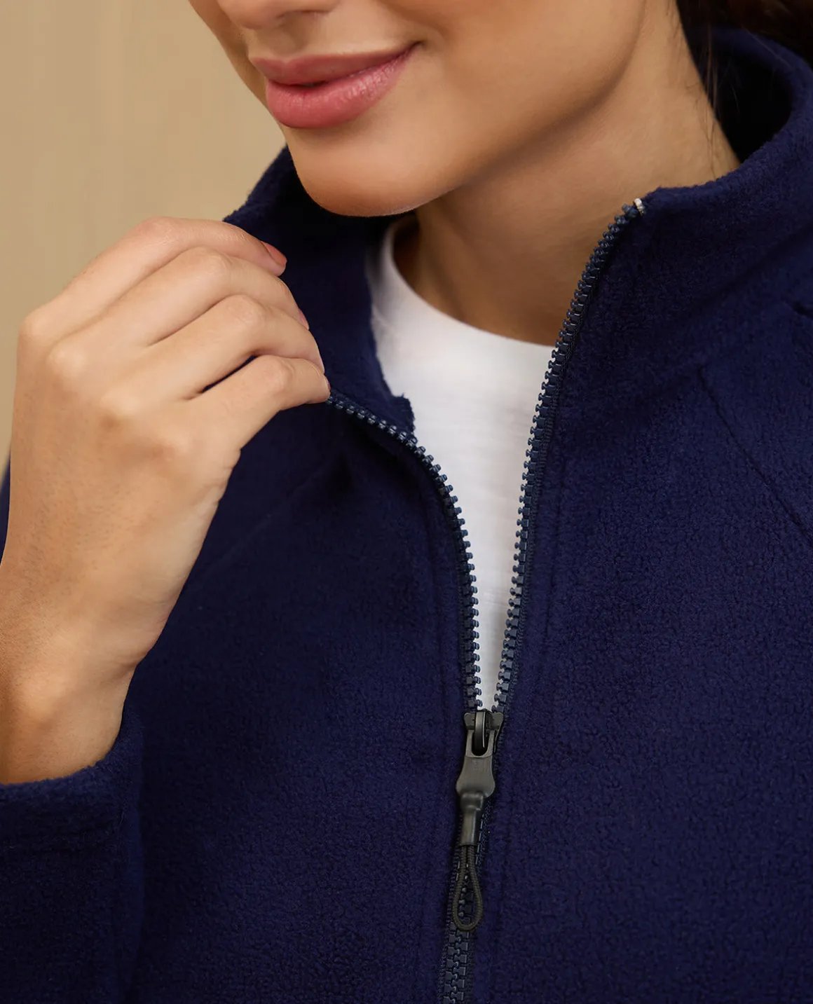 NYKD By Nykaa Cozy Sherpa Front open Jacket-NYLE701-Navy