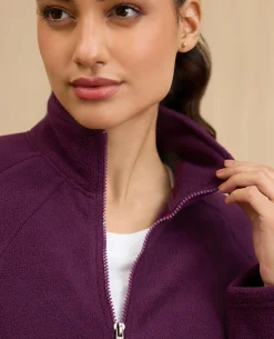 NYKD By Nykaa Cozy Sherpa Front open Jacket-NYLE701-Grape