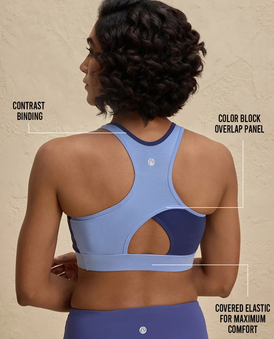 Nykd By Nykaa Essential Breathable Cotton Slip On Color Block Sports Bra -NYK904-Blue