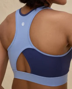 Nykd By Nykaa Essential Breathable Cotton Slip On Color Block Sports Bra -NYK904-Blue