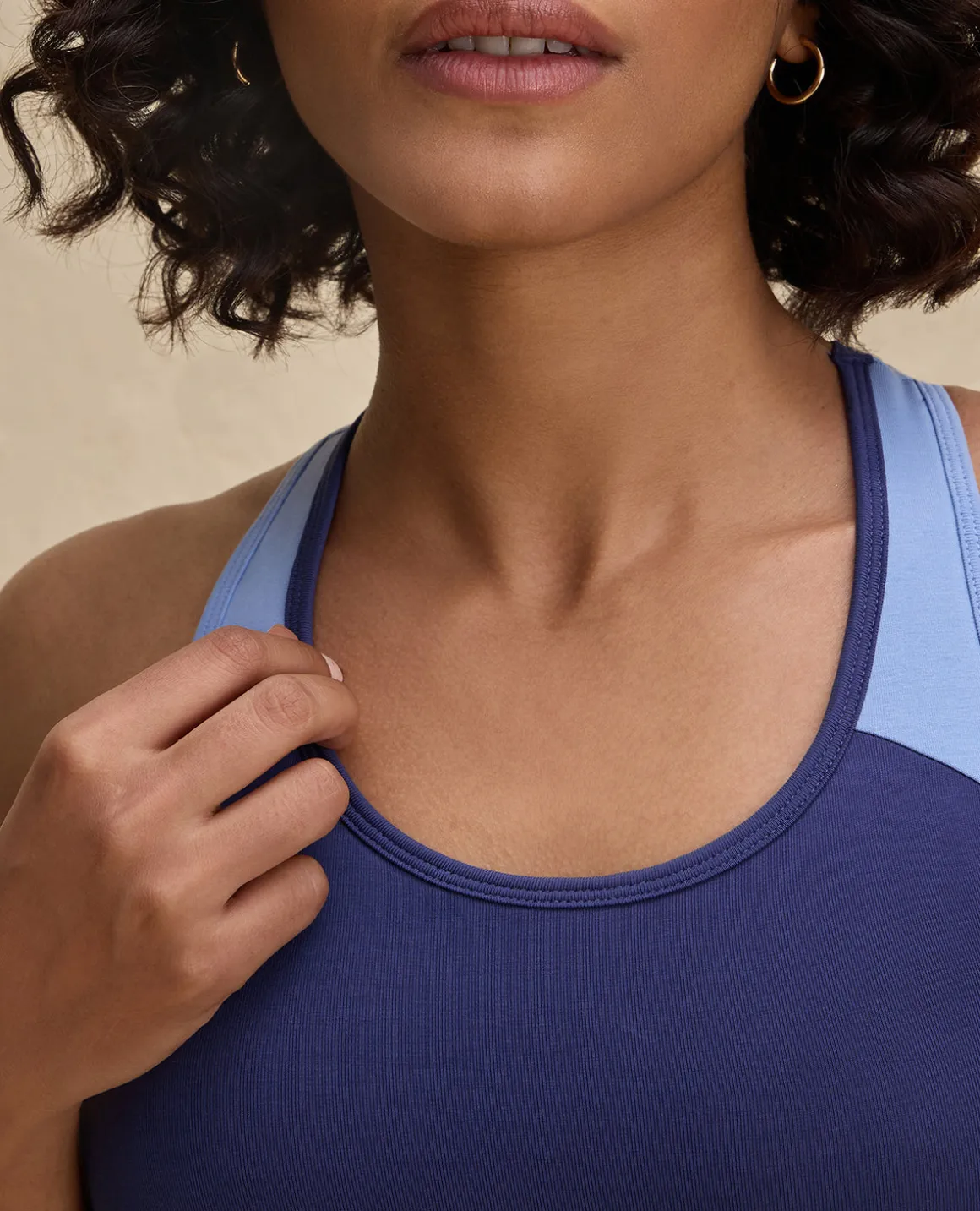 Nykd By Nykaa Essential Breathable Cotton Slip On Color Block Sports Bra -NYK904-Blue