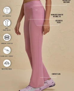 Nykd By Nykaa Iconic Cotton Flare Leggings with Pockets-NYAT503-Mauve