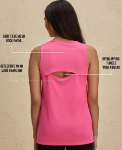 Nykd By Nykaa Quick Dry Stylised Tank Top Longline -NYK034-Pink