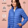 NYKD By Nykaa Ultra Light Weight Puffer Jacket with Inbuilt Bag (Set of 2)-NYAT405-Blue