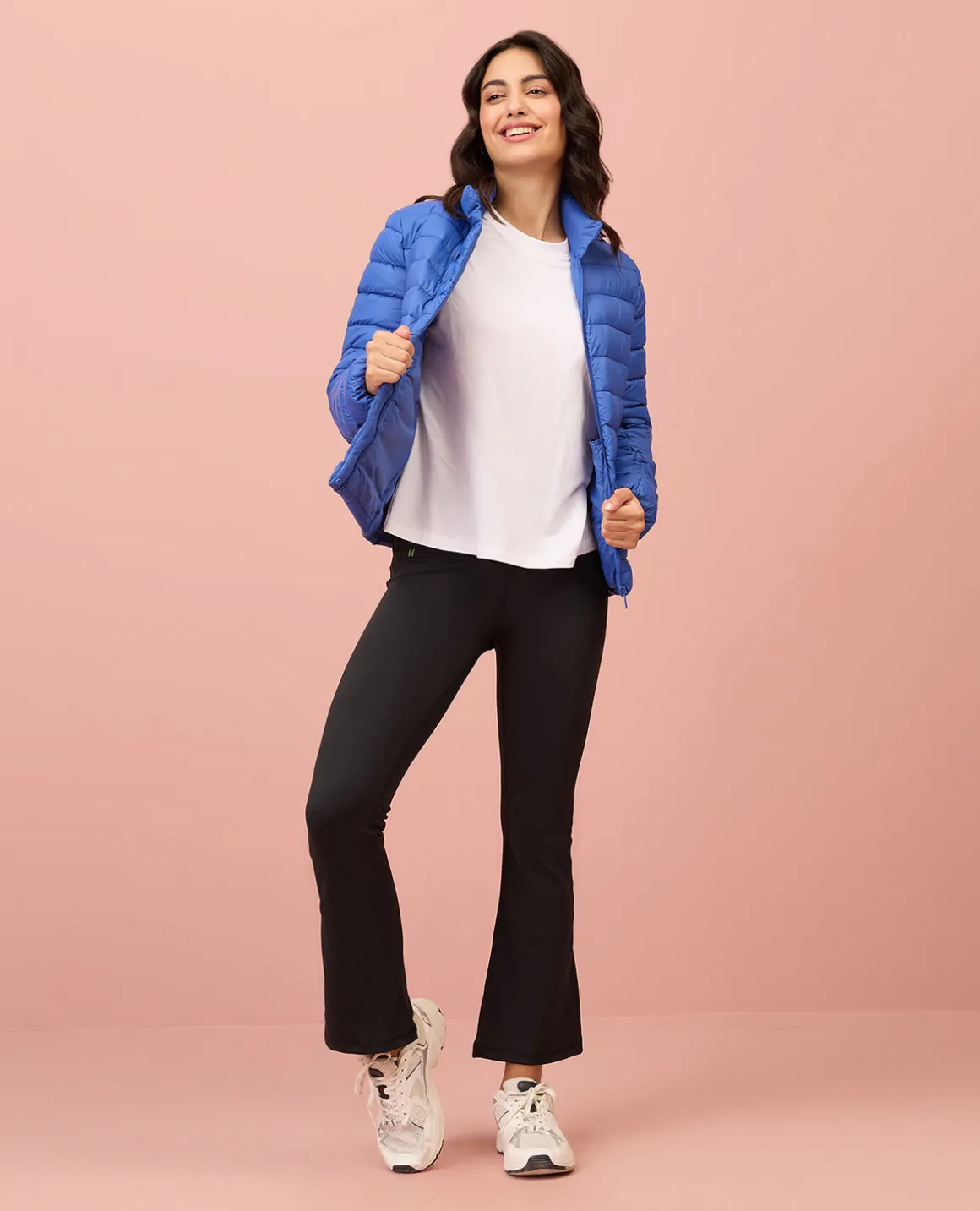 NYKD By Nykaa Ultra Light Weight Puffer Jacket with Inbuilt Bag (Set of 2)-NYAT405-Blue