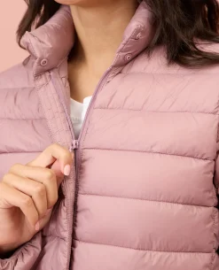 NYKD By Nykaa Ultra Light Weight Puffer Jacket with Inbuilt Bag (Set of 2)-NYAT405-Blush