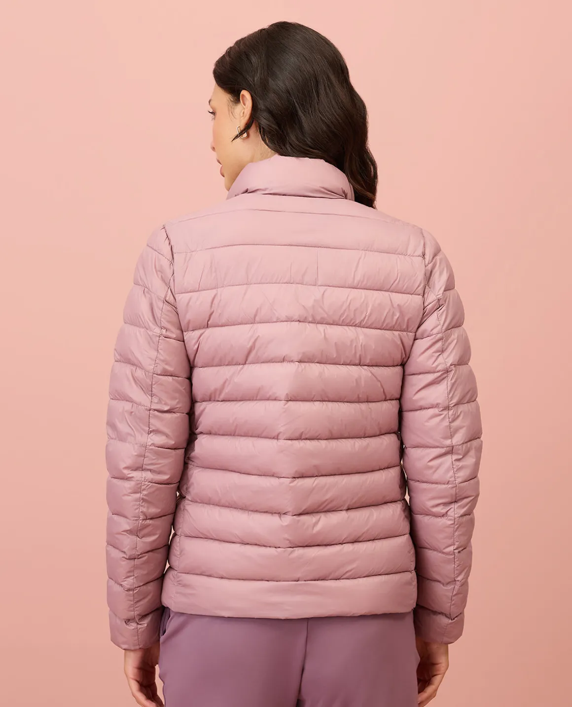 NYKD By Nykaa Ultra Light Weight Puffer Jacket with Inbuilt Bag (Set of 2)-NYAT405-Blush