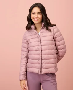 NYKD By Nykaa Ultra Light Weight Puffer Jacket with Inbuilt Bag (Set of 2)-NYAT405-Blush
