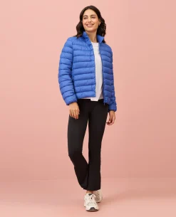 NYKD By Nykaa Ultra Light Weight Puffer Jacket with Inbuilt Bag (Set of 2)-NYAT405-Blue