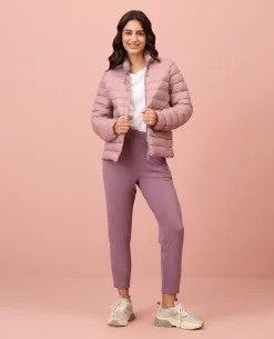 NYKD By Nykaa Ultra Light Weight Puffer Jacket with Inbuilt Bag (Set of 2)-NYAT405-Blush