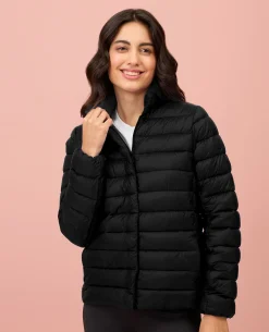 NYKD By Nykaa Ultra Light Weight Puffer Jacket with Inbuilt Bag (Set of 2)-NYAT405-Black