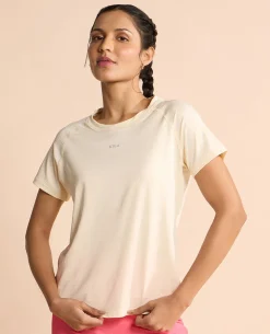 Regular Fit Basic Half Sleeves Top Off White