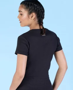 Ribbed Cotton Half Sleeve Top
