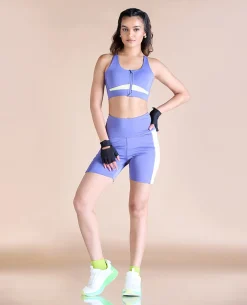 Second Skn Zip Sports Bra & Shorts - Purple
